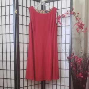 Orange Pink A-line Midi Dress with Cap Sleeves